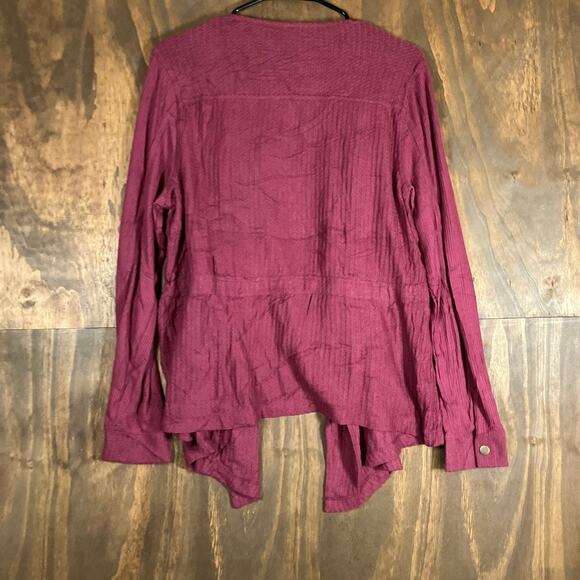 Knox Rose Womens Blouse Burgundy Waist Tie Peplum Long Sleeve Stretch Large - Picture 10 of 12